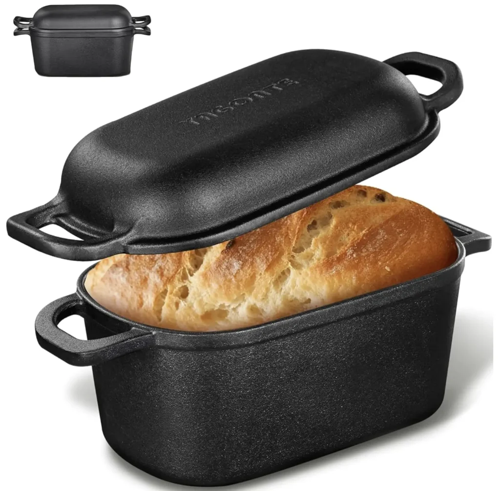4.6 Quart Oval Dutch Oven for Bread Baking, Bread Dutch Oven for Sourdough, Cast Iron Bread Pan with Lid for Homemade Bread